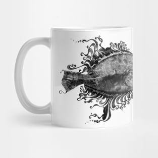 Fluke gyotaku, , stickers, decal fishing art Mug